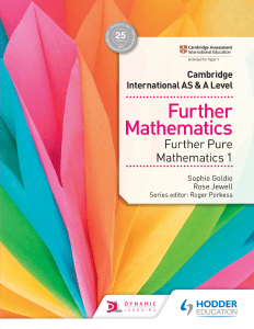 Cambridge International AS & A Level Further Mathematics Further Pure Mathematics 1 (Cambridge International AS & A Level)