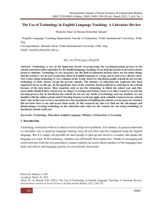 Technology in English Language Teaching: A Literature Review