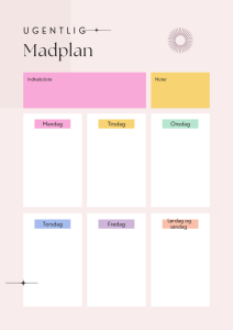 Pastel Pink Minimalist Weekly Meal Planner Menu