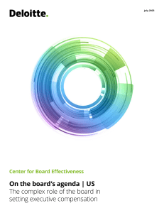 On the board’s agenda - US-The complex role of the board in setting executive compensation