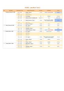 IGCSE Mock Exam Schedule - February/March 2020