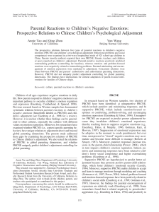 Parental Reactions to Children’s Negative Emotions：Prospective Relations to Chinese Children’s Psychological Adjustment