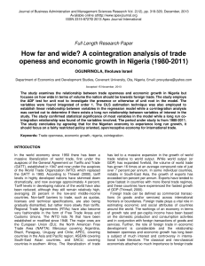 How far and wide? A cointegration analysis of trade openness and economic growth in Nigeria