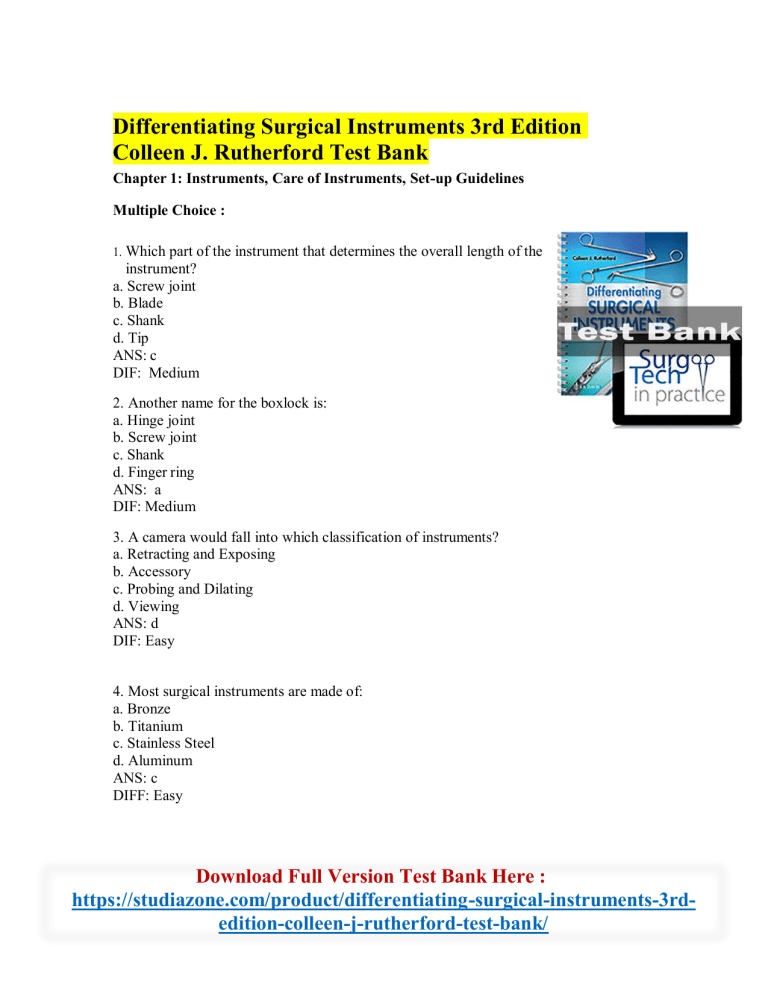 Differentiating Surgical Instruments 3rd Edition Colleen J. Rutherford