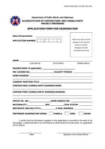 Application Form for Examination - Contractors' and Consultants' Project Engineers