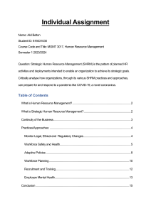 Strategic Human Resource Management and how companies can use its practices to respond to a pandemic like situation