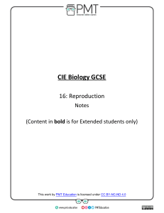 Summary Notes - Topic 16 Reproduction - CAIE Biology IGCSE