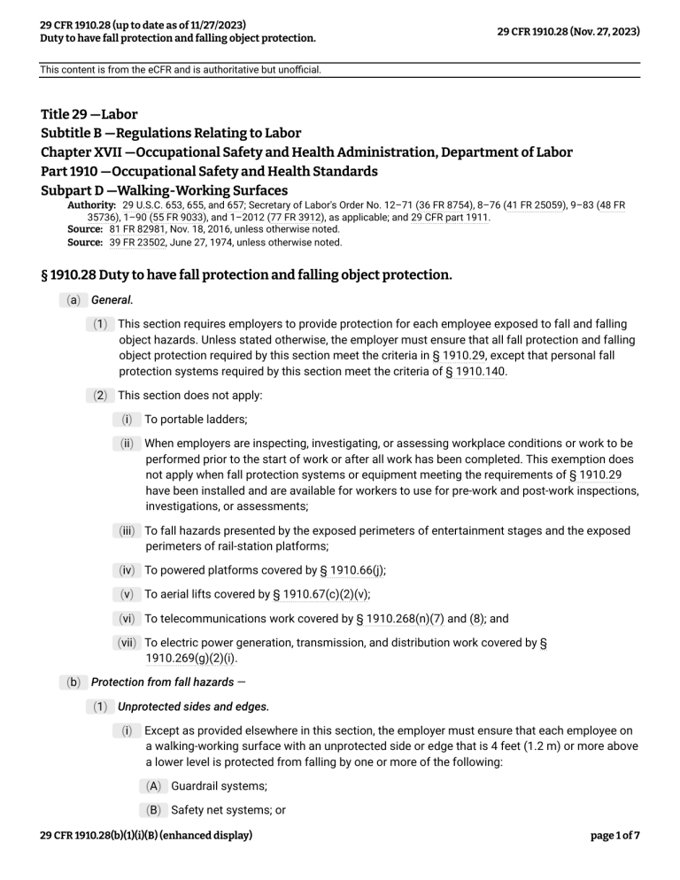 CFR Title 29 - Part 1910 - Subpart I, D, F