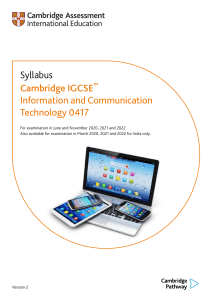 Cambridge IGCSE ICT 0417 Syllabus (2020-2022)