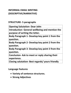 INFORMAL EMAIL WRITING- STRUCTURE AND SAMPLE