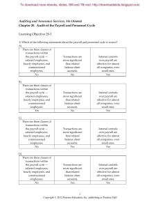 Chapter 19 - Payroll and Personnel Cycle