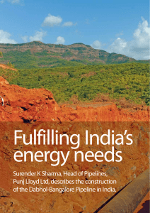 Article on Dabhl-Bangalore Pipeline project in World Pipelines October 2011