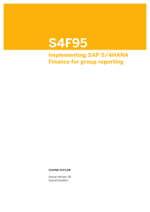 SAP S/4HANA Finance Group Reporting Course Outline