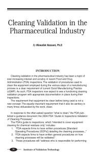 Cleaning Validation in the Pharmaceutical Industry