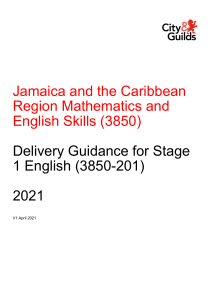 English Skills #3850 Stage 1 Delivery Guidance