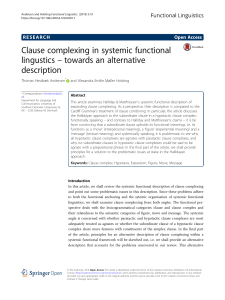 Clause complexing in systemic functional lingustics – towards an alternative description