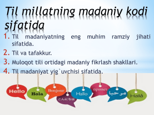 Til millatning madaniy kodi sifatida