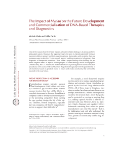 The Impact of Myriad on the Future Development and Commercialization of DNA-Based Therapies and Diagnostics