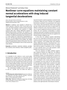 Nonlinear curve equations maintaining constant normal accelerations with drag induced tangential decelerations