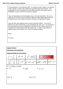 Math AA SL Algebra Recap