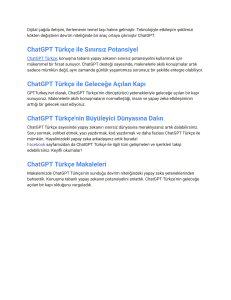 ChatGPT Türkçe'de Devrim Yaratan Yapay Zeka - GPTTurkey.net