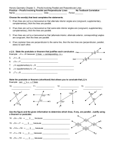 Proof Packet Parallel Lines Cut by a Transversal