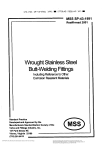 MSS SP 43 Stainless Steel Butt Weld Fittings