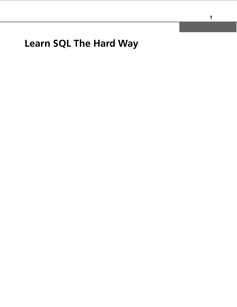 Learn Sql The Hard Way Review