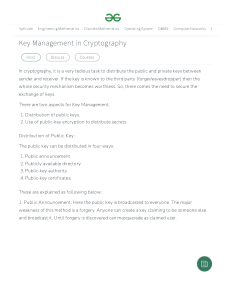 Key Management in Cryptography - GeeksforGeeks