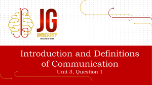 Introduction and Definitions of Communication