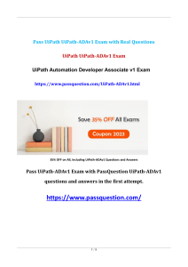 UiPath Automation Developer Associate UiPath-ADAv1 Exam Questions