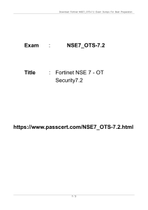 FCSS in OT Security Certification NSE7 OTS-7.2 Dumps