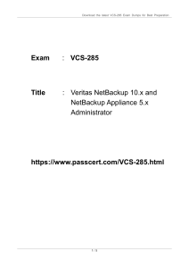 Veritas NetBackup Certification VCS-285 Dumps