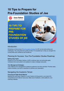 10 Tips to Prepare for Pre-Foundation Studies of Jee