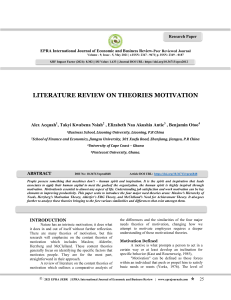 Literature Review on Theories of Motivation