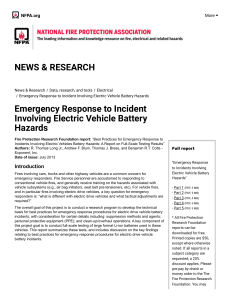 Emergency Response to Incident Involving Electric Vehicle Battery Hazards