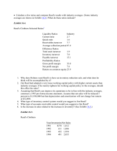 Reed's Clothier Case Study Indv Assignment Fin 370