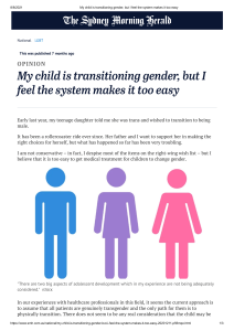 My child is transitioning gender, but I feel the system makes it too easy (3)