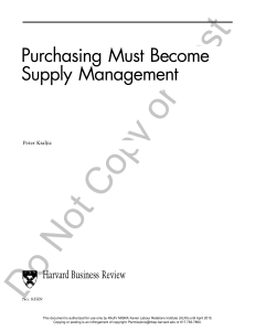 Purchasing must become Supply Management