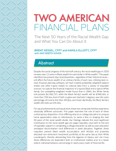 two financial plans-racial wealth gap paper
