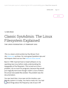 Classic SysAdmin  The Linux Filesystem Explained - Linux Foundation