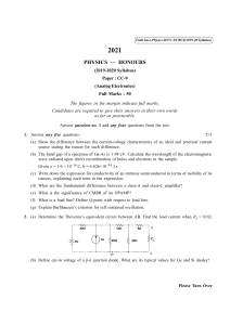 CU-2021 B.Sc. (Honours) Physics Semester-IV Paper-CC-9 QP