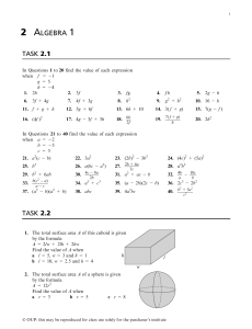 ch2 Summary algebra 1 IGCSE