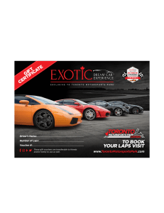 Exotic Dream Car Experience Purchase Confirmation