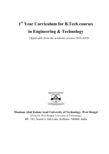 1st year curriculum structure for B. Tech course in Engineering & Technology-30.4.2019