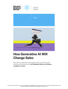 HBR - How Generative AI will change sales