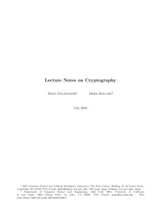 Lecture Notes on Cryptography  Shafi Goldwasser Mihir Bellare