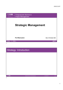 Lecture 1 - Strategic Management 2023