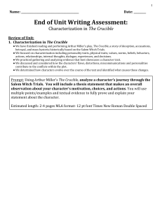 Crucible Characterization essay packet