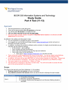BCOR 330 Study Guide Part 4 Test (11-13) 202308Module 11 Competitive Advantage